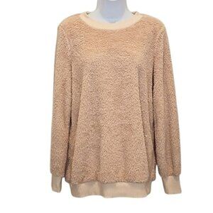 Doe & Rae Teddy Bear Fuzzy Pullover Top Medium New Women's Boutique Pink